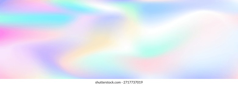 Holografischer Hintergrund. Abstrakter Farbverlauf. Violette unscharfe Textur. Helle Folie. Neon Benzin Broschüre. Digitales Mesh. Hologramm Textur. Retro Glitch. blauer holografischer Hintergrund
