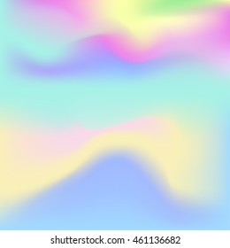 Holographic background. Blue, yellow and pink stains blurred like a smoke.