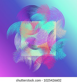 Holographic background with bright elements for the design of leaflets, booklets, posters, banners. Vector illustration