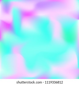 Holographic background. Bright smooth mesh blurred futuristic pattern in pink, blue, green colors. Fashionable ad vector. Intensive gradient of holographic spectrum for printed products, covers.