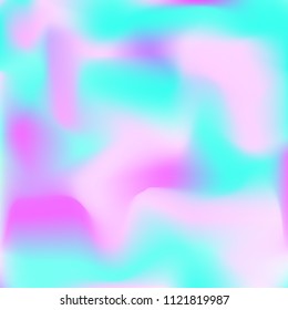 Holographic background. Bright smooth mesh blurred futuristic pattern in pink, blue, green colors. Fashionable ad vector. Intensive gradient of holographic spectrum for printed products, covers.