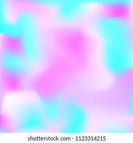 Holographic background. Bright smooth mesh blurred futuristic pattern in pink, blue, green colors. Fashionable ad vector. Intensive gradient of holographic spectrum for printed products, covers.