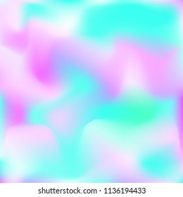 Holographic background. Bright smooth mesh blurred futuristic pattern in pink, blue, green colors. Fashionable ad vector. Intensive gradient of holographic spectrum for printed products, covers.