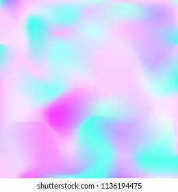 Holographic background. Bright smooth mesh blurred futuristic pattern in pink, blue, green colors. Fashionable ad vector. Intensive gradient of holographic spectrum for printed products, covers.