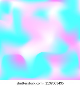 Holographic background. Bright smooth mesh blurred futuristic pattern in pink, blue, green colors. Fashionable ad vector. Intensive gradient of holographic spectrum for printed products, covers.