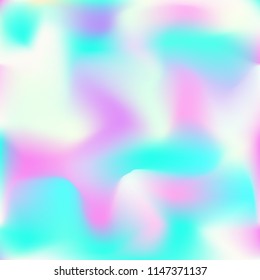 Holographic background. Bright smooth mesh blurred futuristic pattern in pink, blue, green colors. Fashionable ad vector. Intensive gradient of holographic spectrum for printed products, covers.