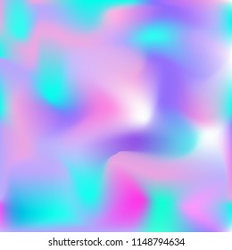 Holographic background. Bright smooth mesh blurred futuristic pattern in pink, blue, green colors. Fashionable ad vector. Intensive gradient of holographic spectrum for printed products, covers.