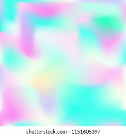 Holographic background. Bright smooth mesh blurred futuristic pattern in pink, blue, green colors. Fashionable ad vector. Intensive gradient of holographic spectrum for printed products, covers.
