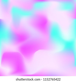 Holographic background. Bright smooth mesh blurred futuristic pattern in pink, blue, green colors. Fashionable ad vector. Intensive gradient of holographic spectrum for printed products, covers.