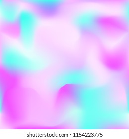 Holographic background. Bright smooth mesh blurred futuristic pattern in pink, blue, green colors. Fashionable ad vector. Intensive gradient of holographic spectrum for printed products, covers.