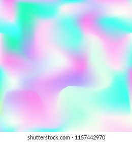 Holographic background. Bright smooth mesh blurred futuristic pattern in pink, blue, green colors. Fashionable ad vector. Intensive gradient of holographic spectrum for printed products, covers.