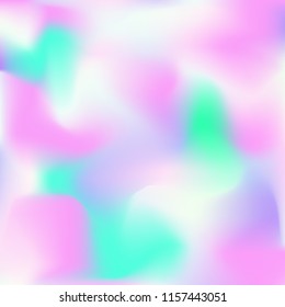 Holographic background. Bright smooth mesh blurred futuristic pattern in pink, blue, green colors. Fashionable ad vector. Intensive gradient of holographic spectrum for printed products, covers.