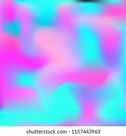 Holographic background. Bright smooth mesh blurred futuristic pattern in pink, blue, green colors. Fashionable ad vector. Intensive gradient of holographic spectrum for printed products, covers.
