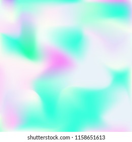 Holographic background. Bright smooth mesh blurred futuristic pattern in pink, blue, green colors. Fashionable ad vector. Intensive gradient of holographic spectrum for printed products, covers.