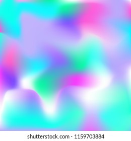 Holographic background. Bright smooth mesh blurred futuristic pattern in pink, blue, green colors. Fashionable ad vector. Intensive gradient of holographic spectrum for printed products, covers.