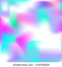 Holographic background. Bright smooth mesh blurred futuristic pattern in pink, blue, green colors. Fashionable ad vector. Intensive gradient of holographic spectrum for printed products, covers.