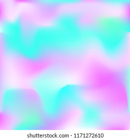Holographic background. Bright smooth mesh blurred futuristic pattern in pink, blue, green colors. Fashionable ad vector. Intensive gradient of holographic spectrum for printed products, covers.