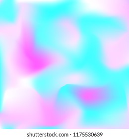 Holographic background. Bright smooth mesh blurred futuristic pattern in pink, blue, green colors. Fashionable ad vector. Intensive gradient of holographic spectrum for printed products, covers.