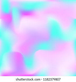 Holographic background. Bright smooth mesh blurred futuristic pattern in pink, blue, green colors. Fashionable ad vector. Intensive gradient of holographic spectrum for printed products, covers.
