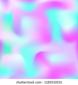 Holographic background. Bright smooth mesh blurred futuristic pattern in pink, blue, green colors. Fashionable ad vector. Intensive gradient of holographic spectrum for printed products, covers.