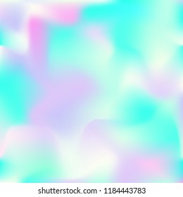 Holographic background. Bright smooth mesh blurred futuristic pattern in pink, blue, green colors. Fashionable ad vector. Intensive gradient of holographic spectrum for printed products, covers.