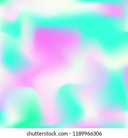 Holographic background. Bright smooth mesh blurred futuristic pattern in pink, blue, green colors. Fashionable ad vector. Intensive gradient of holographic spectrum for printed products, covers.
