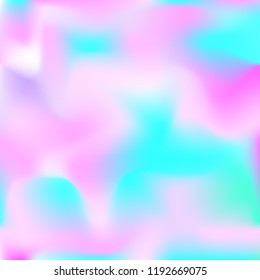 Holographic background. Bright smooth mesh blurred futuristic pattern in pink, blue, green colors. Fashionable ad vector. Intensive gradient of holographic spectrum for printed products, covers.
