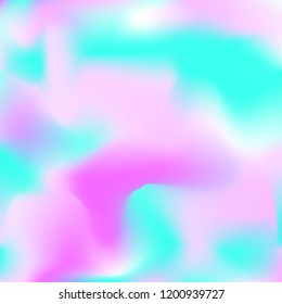 Holographic background. Bright smooth mesh blurred futuristic pattern in pink, blue, green colors. Fashionable ad vector. Intensive gradient of holographic spectrum for printed products, covers.