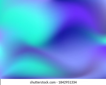 Fondo holográfico. La malla suave y brillante tónica futurista borrosa en colores rosa, azul y verde. De moda y vector. Gradiente intensivo del espectro holográfico para productos impresos, cubiertas. 