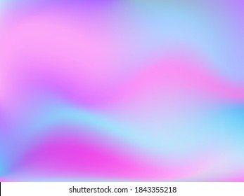 Fondo holográfico. La malla suave y brillante tónica futurista borrosa en colores rosa, azul y verde. De moda y vector. Gradiente intensivo del espectro holográfico para productos impresos, cubiertas. 