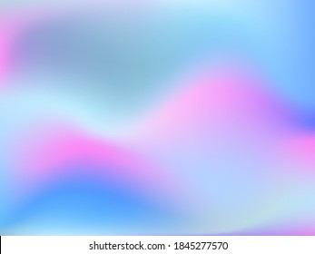 Holografischer Hintergrund. Helles, glatte Maschenweite unscharfes futuristisches Muster in rosa, blau, grünen Farben. Modisch und Vektorgrafik. Intensiver Farbverlauf des holografischen Spektrums für Druckerzeugnisse, Deckel. 