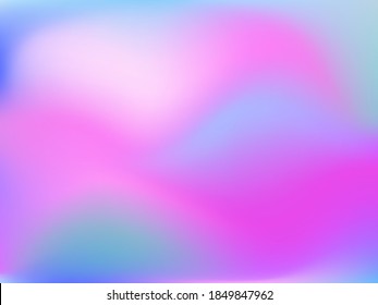 Holografischer Hintergrund. Helles, glatte Maschenweite unscharfes futuristisches Muster in rosa, blau, grünen Farben. Modisch und Vektorgrafik. Intensiver Farbverlauf des holografischen Spektrums für Druckerzeugnisse, Deckel. 