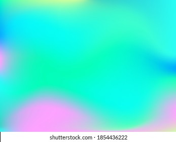 Holographic background. Bright smooth mesh blurred futuristic pattern in pink, blue, green colors. Fashionable ad vector. Intensive gradient of holographic spectrum for printed products, covers. 
