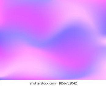 Holographic background. Bright smooth mesh blurred futuristic pattern in pink, blue, green colors. Fashionable ad vector. Intensive gradient of holographic spectrum for printed products, covers. 