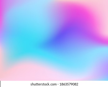 Fondo holográfico. La malla suave y brillante tónica futurista borrosa en colores rosa, azul y verde. De moda y vector. Gradiente intensivo del espectro holográfico para productos impresos, cubiertas. 