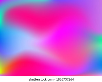 Fondo holográfico. La malla suave y brillante tónica futurista borrosa en colores rosa, azul y verde. De moda y vector. Gradiente intensivo del espectro holográfico para productos impresos, cubiertas. 