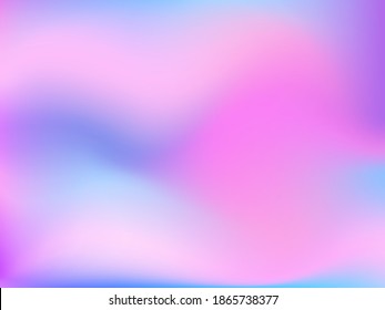 Holographic background. Bright smooth mesh blurred futuristic pattern in pink, blue, green colors. Fashionable ad vector. Intensive gradient of holographic spectrum for printed products, covers. 