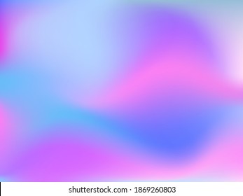 Holographic background. Bright smooth mesh blurred futuristic pattern in pink, blue, green colors. Fashionable ad vector. Intensive gradient of holographic spectrum for printed products, covers. 