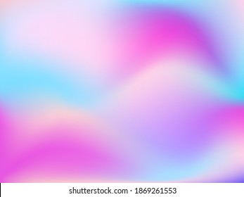 Fondo holográfico. La malla suave y brillante tónica futurista borrosa en colores rosa, azul y verde. De moda y vector. Gradiente intensivo del espectro holográfico para productos impresos, cubiertas. 