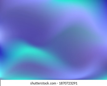 Holographic background. Bright smooth mesh blurred futuristic pattern in pink, blue, green colors. Fashionable ad vector. Intensive gradient of holographic spectrum for printed products, covers. 