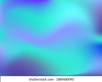 Holographic background. Bright smooth mesh blurred futuristic pattern in pink, blue, green colors. Fashionable ad vector. Intensive gradient of holographic spectrum for printed products, covers. 
