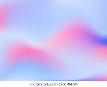 Holographic background. Bright smooth mesh blurred futuristic pattern in pink, blue, green colors. Fashionable ad vector. Intensive gradient of holographic spectrum for printed products, covers. 