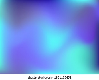 Fondo holográfico. Malla suave y brillante con un patrón futurista borroso. Vector de publicidad de moda. Gradiente de espectro holográfico intenso para productos de impresión, cubiertas.