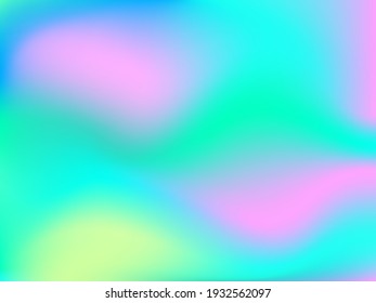 Holographic background. Bright smooth mesh blurred futuristic pattern in pink, blue, green colors. Fashionable ad vector. Intensive gradient of holographic spectrum for printed products, covers. 