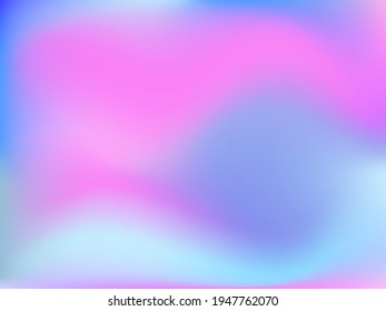 Holographic background. Bright smooth mesh blurred futuristic pattern in pink, blue, green colors. Fashionable ad vector. Intensive gradient of holographic spectrum for printed products, covers. 