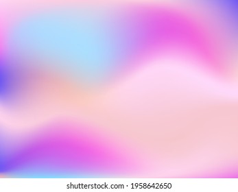 Holographic background. Bright smooth mesh blurred futuristic pattern in pink, blue, green colors. Fashionable ad vector. Intensive gradient of holographic spectrum for printed products, covers. 