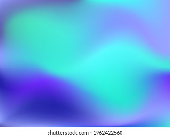 Holographic background. Bright smooth mesh blurred futuristic pattern in pink, blue, green colors. Fashionable ad vector. Intensive gradient of holographic spectrum for printed products, covers. 