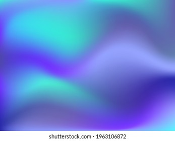 Holographic background. Bright smooth mesh blurred futuristic pattern in pink, blue, green colors. Fashionable ad vector. Intensive gradient of holographic spectrum for printed products, covers. 