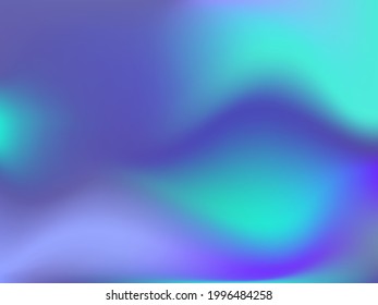 Holographic background. Bright smooth mesh blurred futuristic pattern in pink, blue, green colors. Fashionable ad vector. Intensive gradient of holographic spectrum for printed products, covers. 