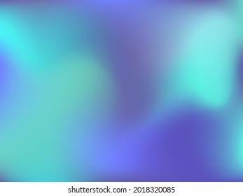 Fondo holográfico. Malla suave y brillante con un patrón futurista borroso. Vector de publicidad de moda. Gradiente de espectro holográfico intenso para productos de impresión, cubiertas.